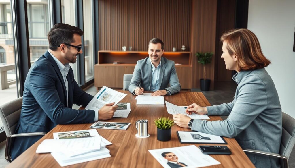Client interviewing potential Sydney buyers agents in office setting